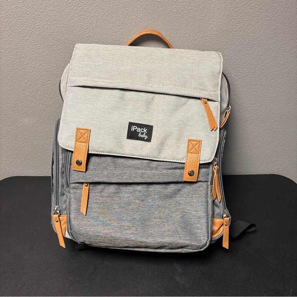 Gray and Tan Diaper Bag